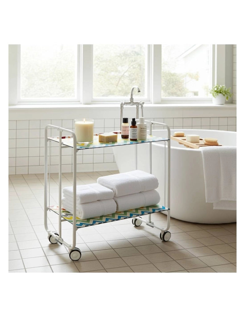 Carrello da cucina pieghevole bianco con ruote BAUHAUS 2 ripiani
