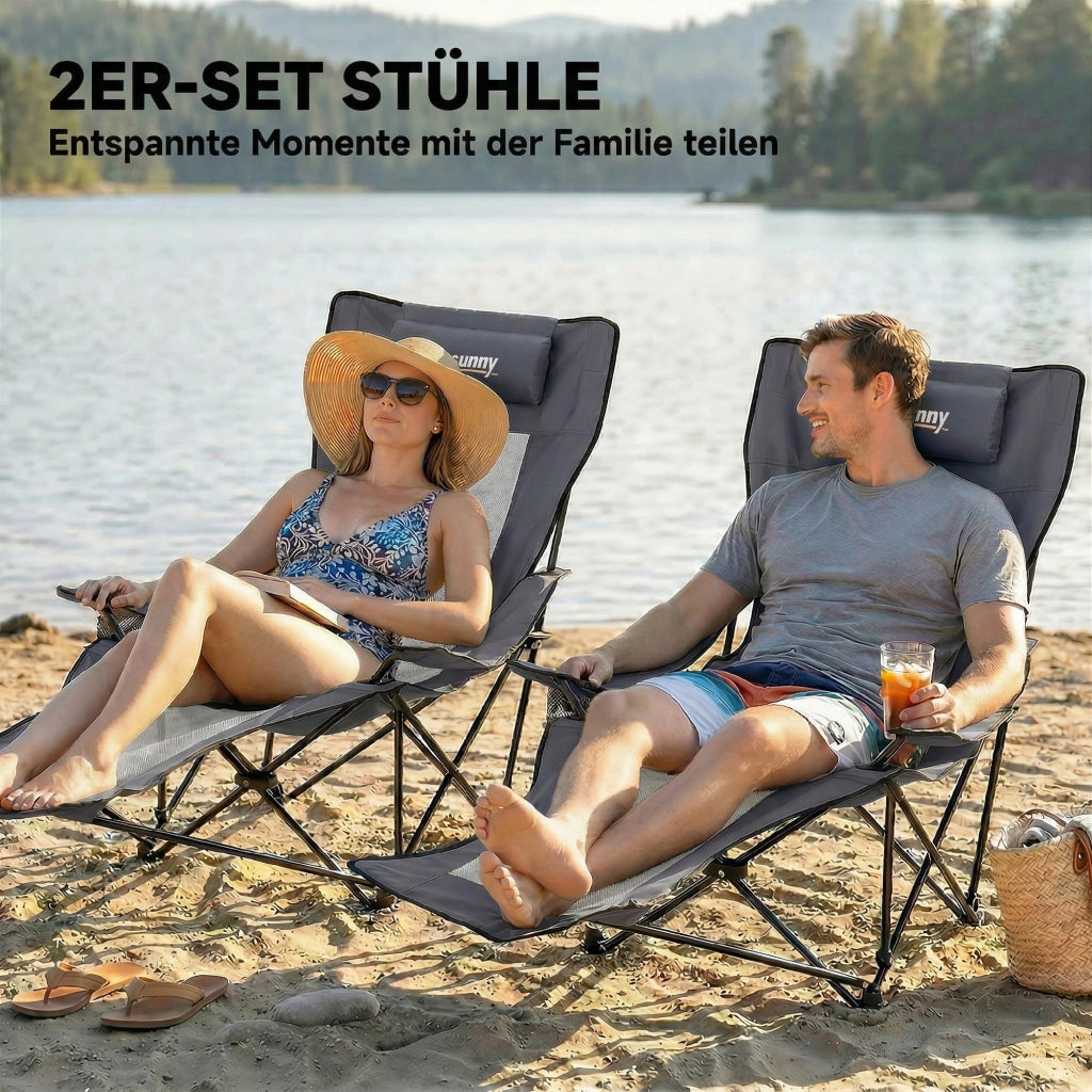 Sedia da campeggio pieghevole con schienale regolabile ¨C zephmum ¨C Grigio scuro