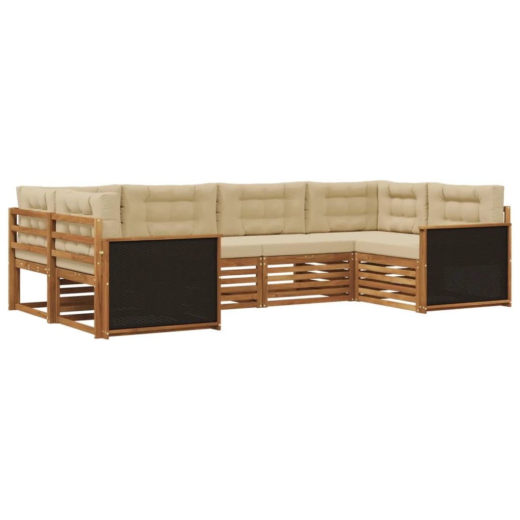 Set di divani da esterno 6 pz Naturale e Beige 3383766