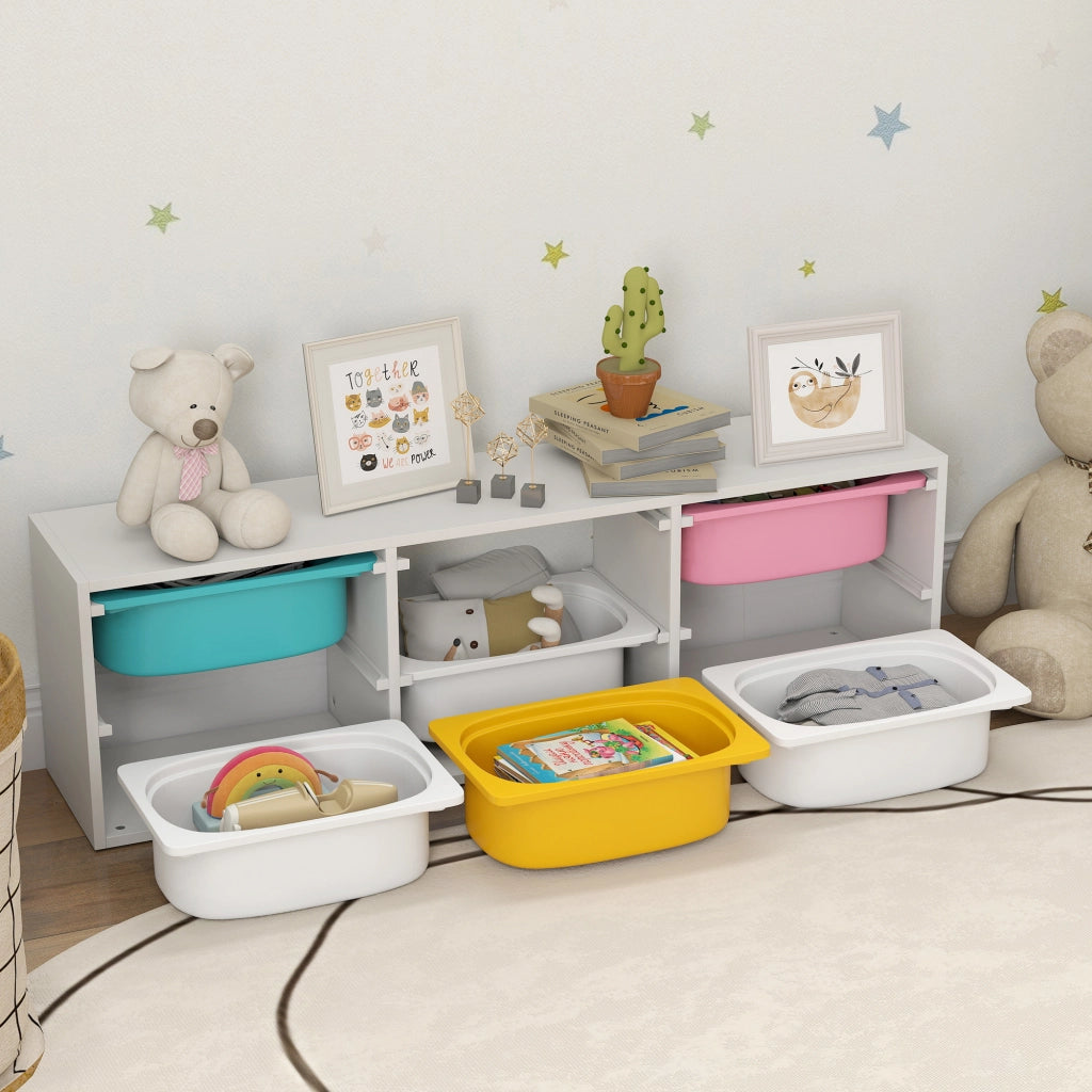 Libreria per Bambini con 6 Contenitori ¨C zephmum ¨C Legno, Multicolore, 80x30x40 cm