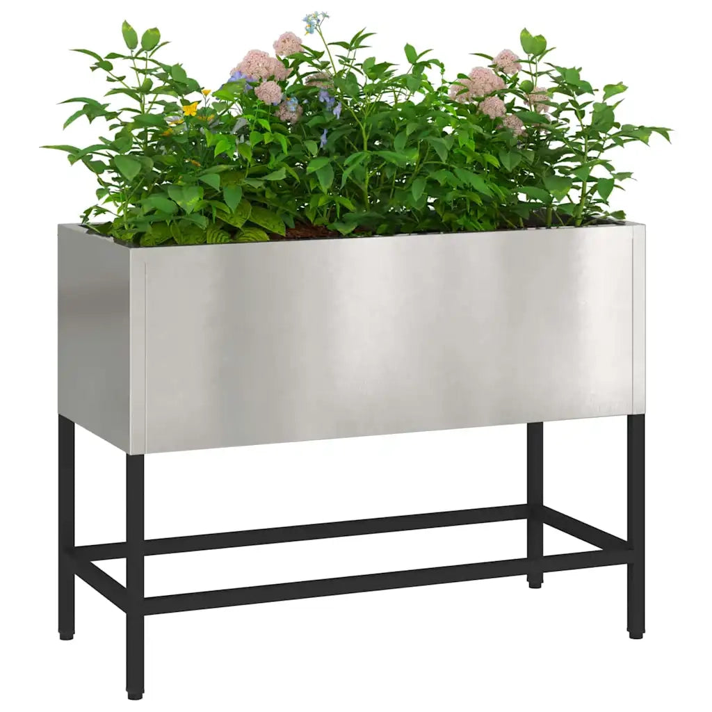 Vaso da Giardino Rialzato Argento 60 x 26 x 45 cm 865887