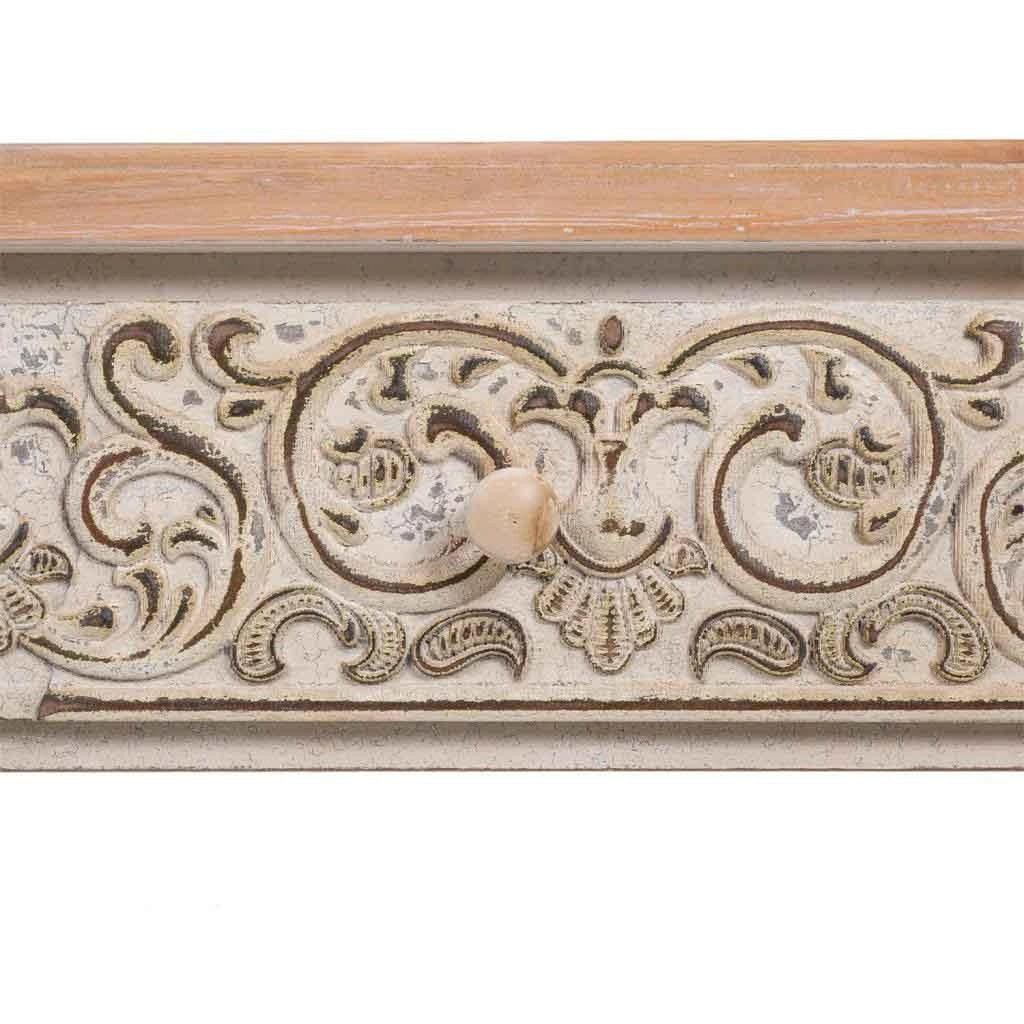 Mueble de entrada in legno bianco invecchiato e naturale con 2 cassetti 120x40x78h cm