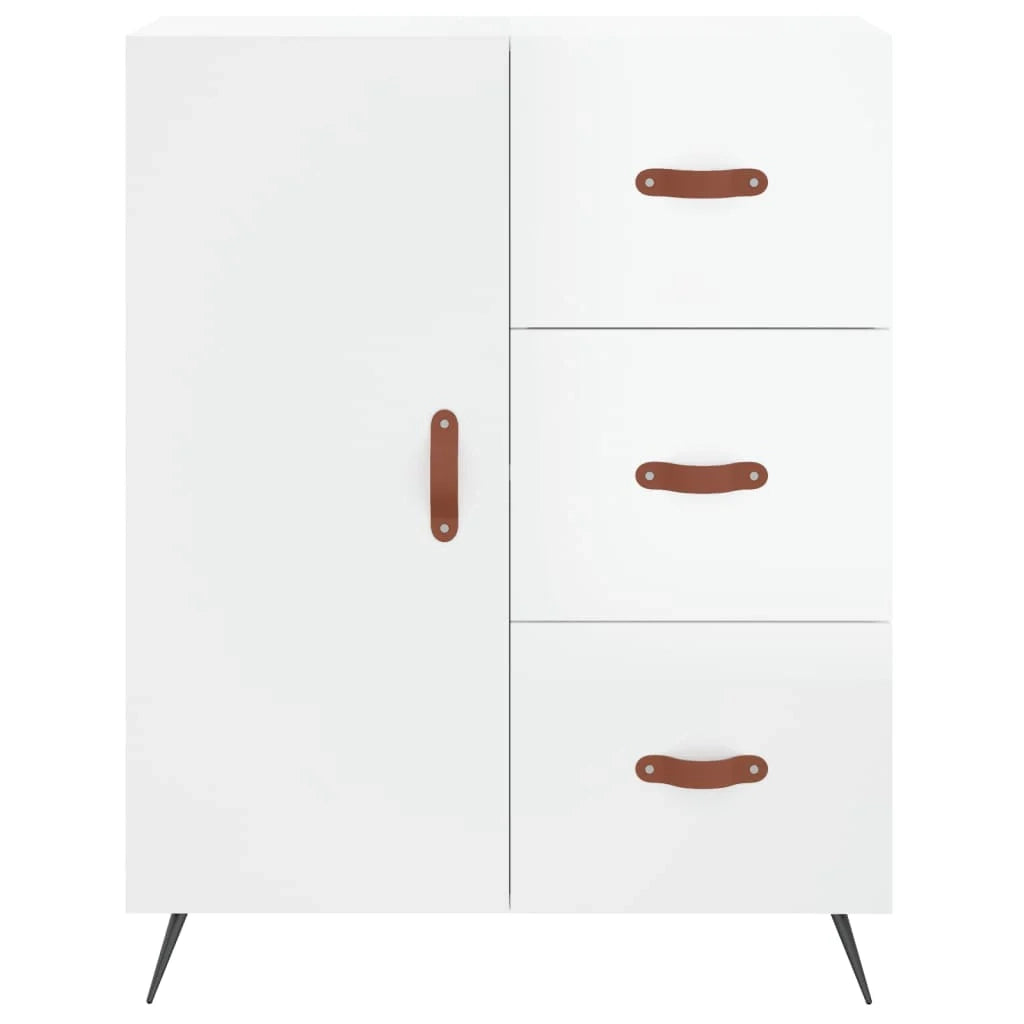 Buffet credenza cassettiera mobiletto mobile contenitore organizer per cucina soggiorno finitura lucida 69,5 x 34 x 90 cm legno ingegnerizzato bianco 02_0030708