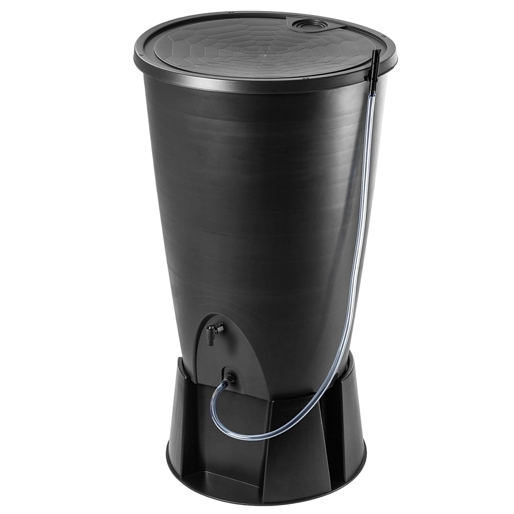 Serbatoio per acqua piovana KADAX 260L, kit di collegamento per barile d'acqua, base per rubinetto