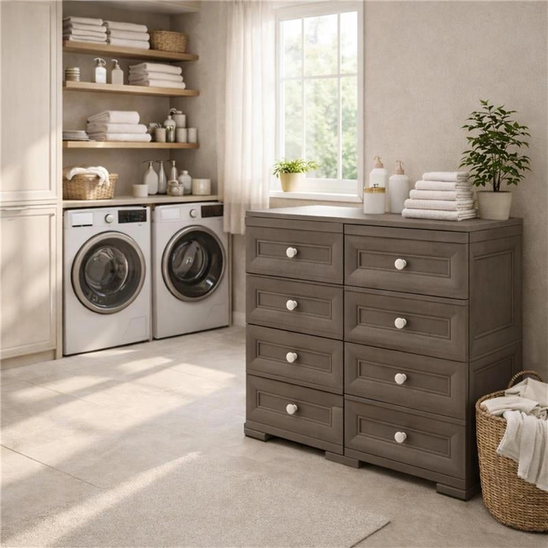 CASSETTIERA 8 CASSETTI PICCOLI WENGÉ 79X43X85,5 CM – MOBILE ORGANIZZAZIONE CASA SALVASPAZIO PER ZONA GIORNO E INGRESSO