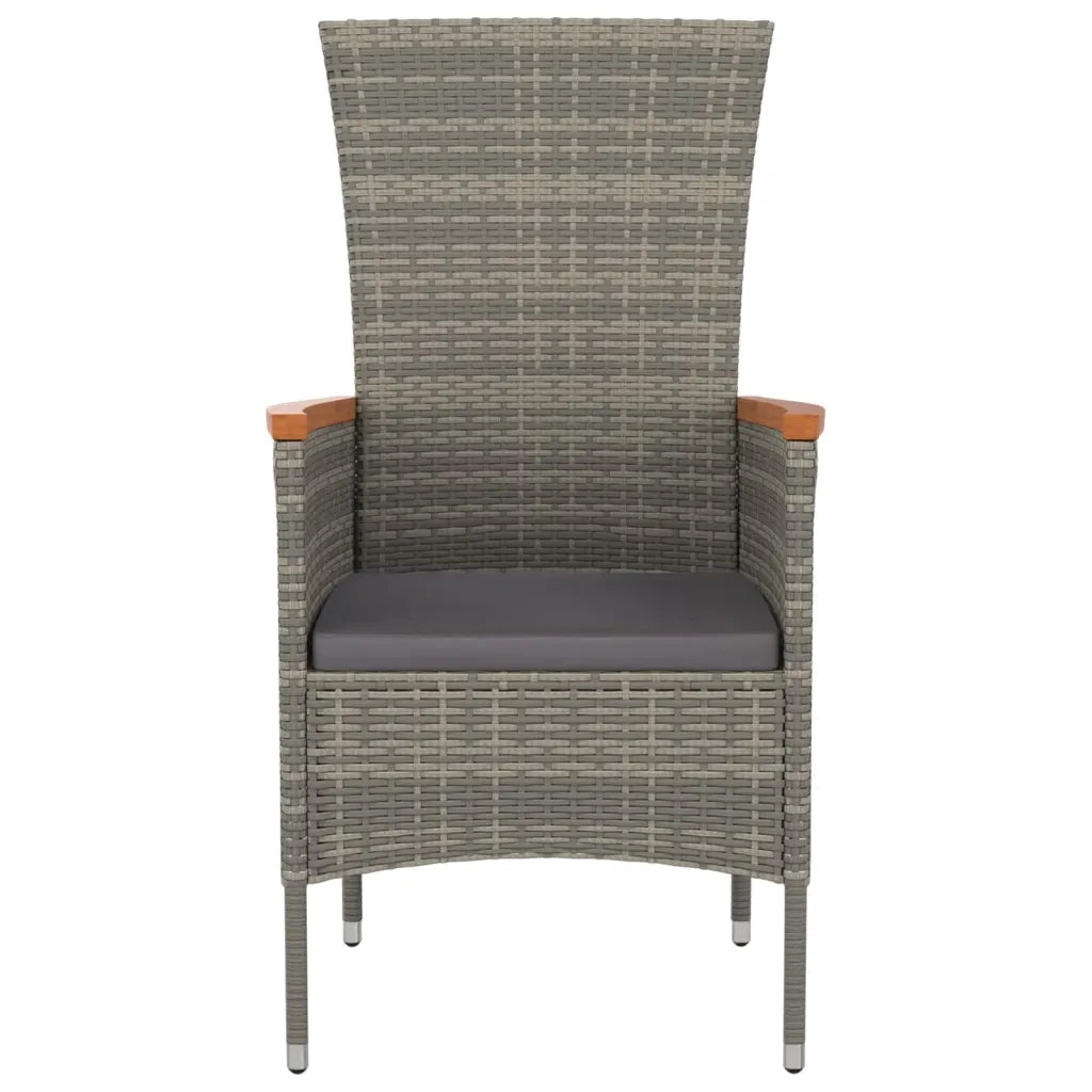 Sedie da Giardino con Cuscini 2 pz in Polyrattan Grigie 319526