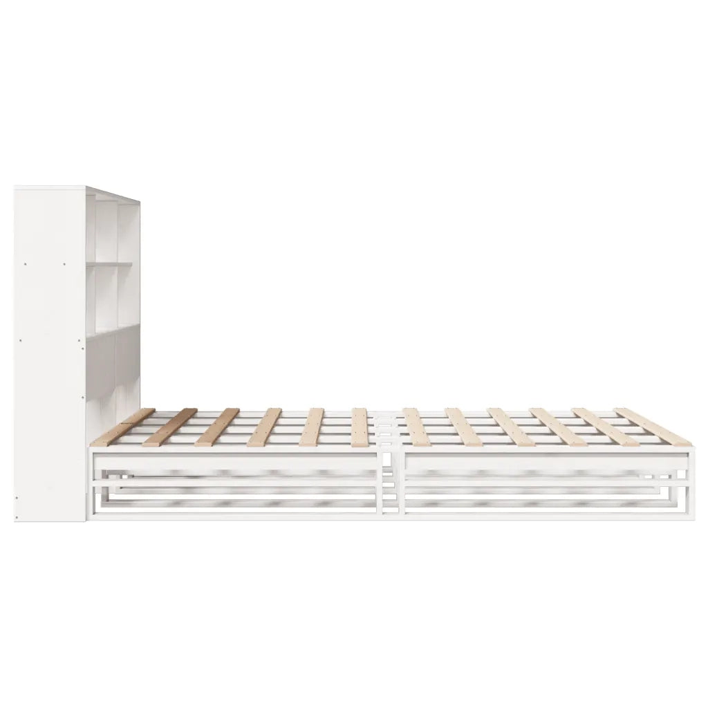 Letto Libreria senza Materasso Bianco 160x200 cm Legno Massello