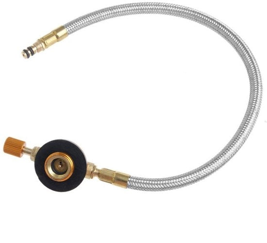 Adattatore per cucina a gas - Connettore di tubo - Connettore di tubo flessibile per attività all'aperto - Argento - Barbecue portatile - Adatto per...