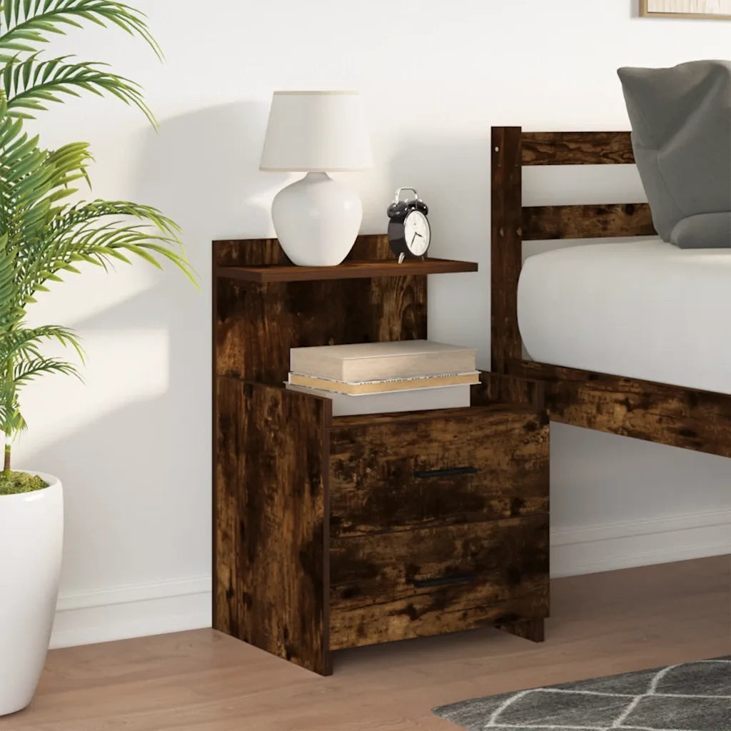 Comodino con 2 cassetti Rovere Affumicato 40x36,5x62 cm 858640