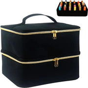 Borsa di Stoccaggio per Vernice per Unghie | Organizzatore Portatile per 30 Flaconi di Vernice per Unghie | Scatola a Doppio Strato per Lampada per Unghie | Nero