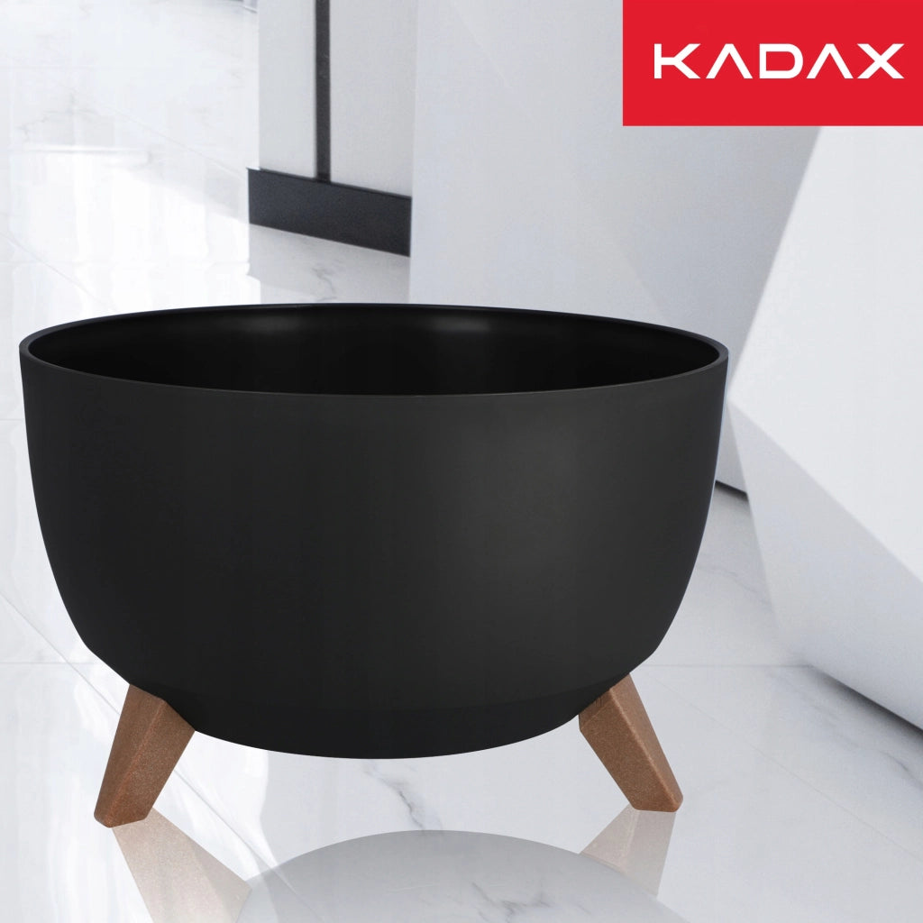 Vaso da fiori KADAX, fioriera, coperchio, gambe, inserto, vaso da fiori, 40 cm, nero, rotondo, 2 pezzi.