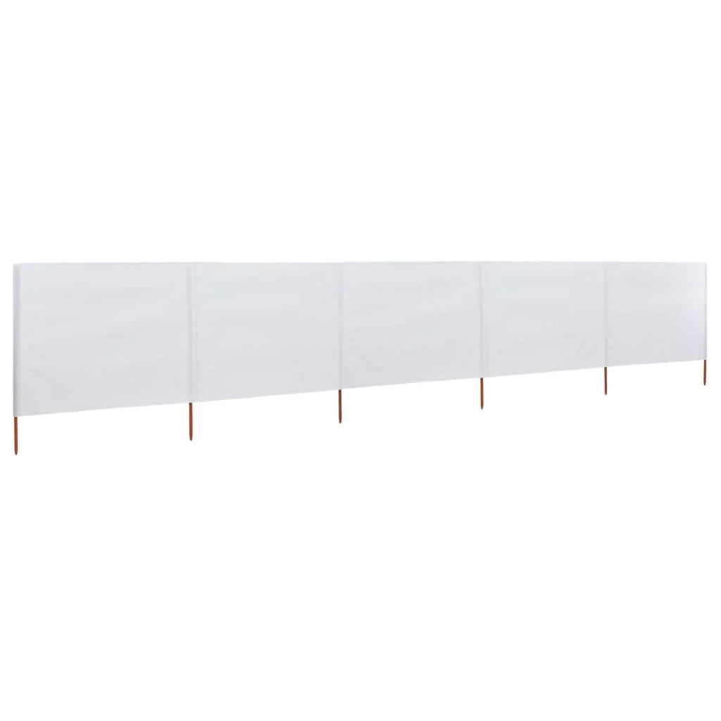 Schermo divisorio in tessuto a 5 pannelli 600 x 120 cm bianco sabbia 02_0008819