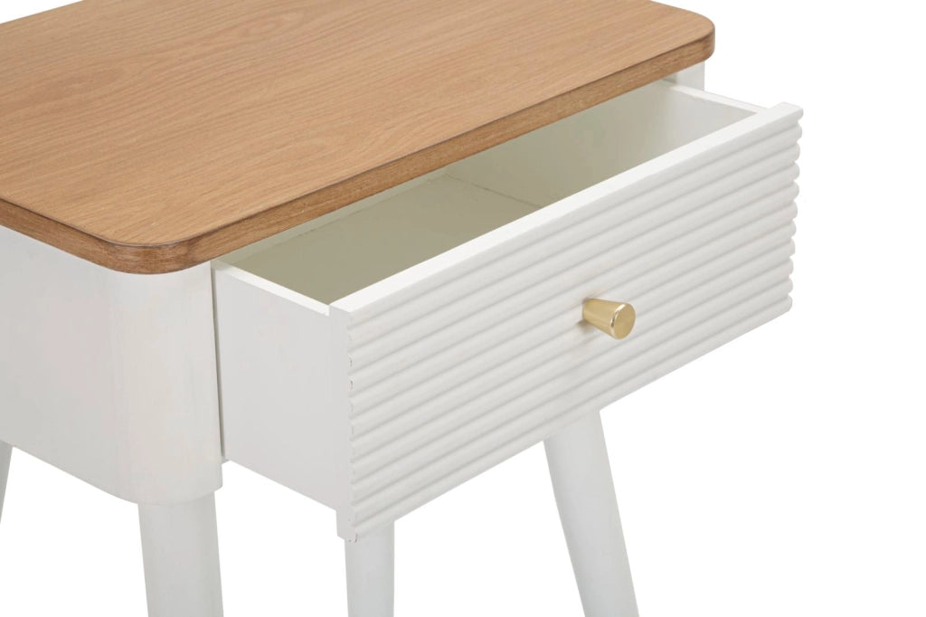 Comodino Matera 45x62x32 cm in Legno MDF e Ferro Bianco/Marrone