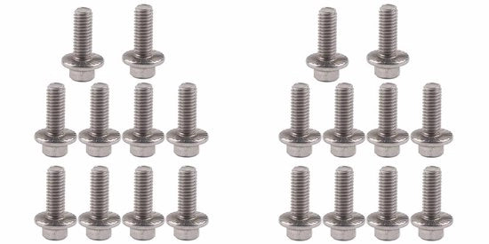 Viti a flangia a 5 viti Zeskantschroeven in acciaio inossidabile - M6 - 20 pezzi - Corrosione resistente - Lunghezze 16-35mm - Argento - Qualità A2-70 - Viti