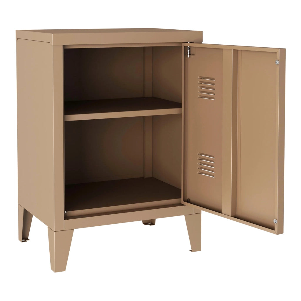 Comodino in acciaio laminato 57 x 40 x 30 cm marrone chiaro opaco 03_0008683