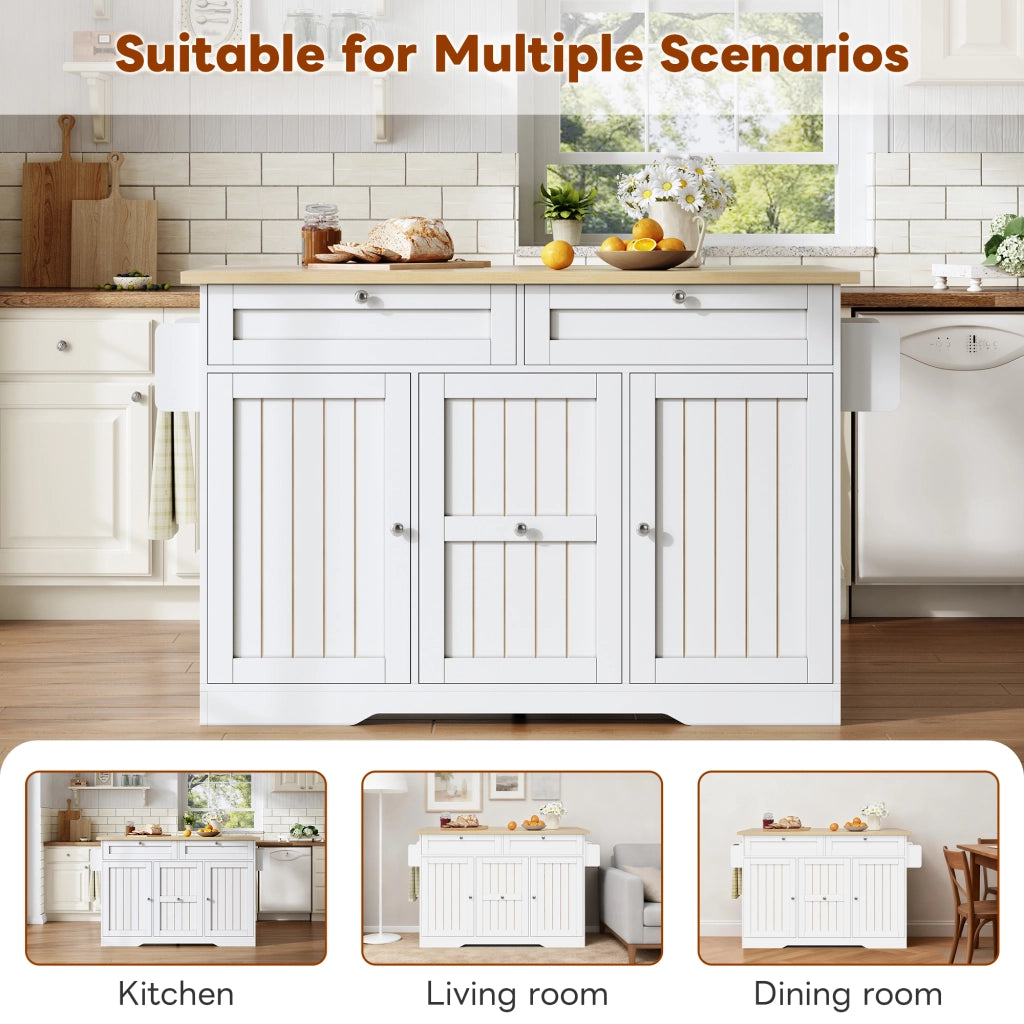 Isola Cucina Mobile con Piano Ribaltabile ¨C MINIMAL ¨C Cassetti, Ruote, 120x45x92 cm