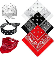 Tris di bandana a fiori paisley in cotone puro multifunzionale per collo capo sciarpa fazzoletti 3 pezzi (rosso bianco nero)
