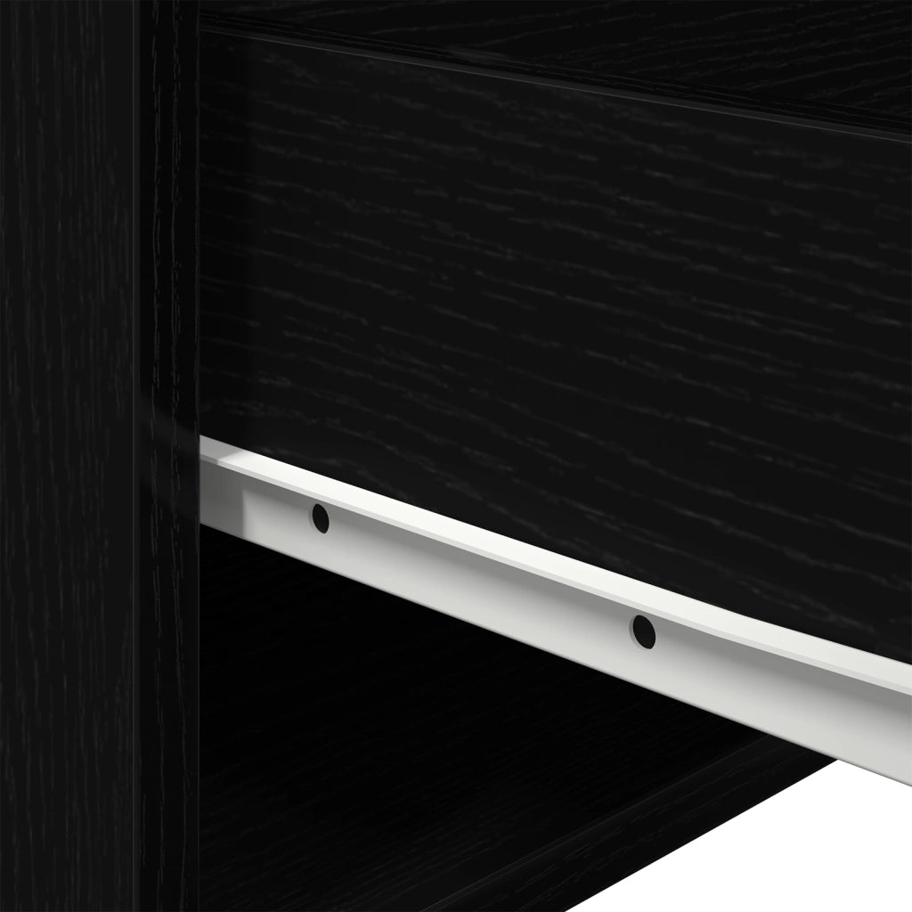 Comodino  con LED montato a parete in rovere nero 50x36x30 cm