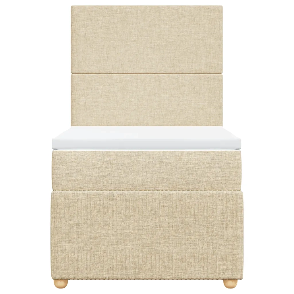 Giroletto a Molle con Materasso Crema 90x190 cm in Tessuto