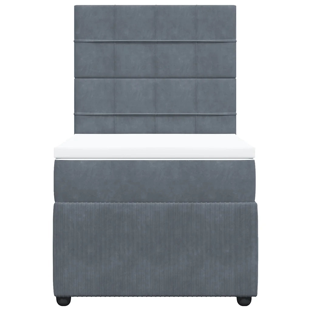Giroletto a Molle con Materasso Grigio Scuro 90x200 cm Velluto