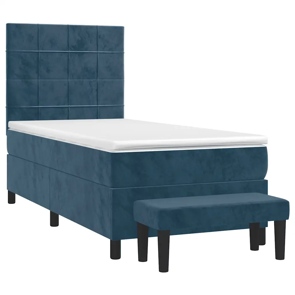 Giroletto a Molle con Materasso Blu Scuro 80x200 cm in Velluto