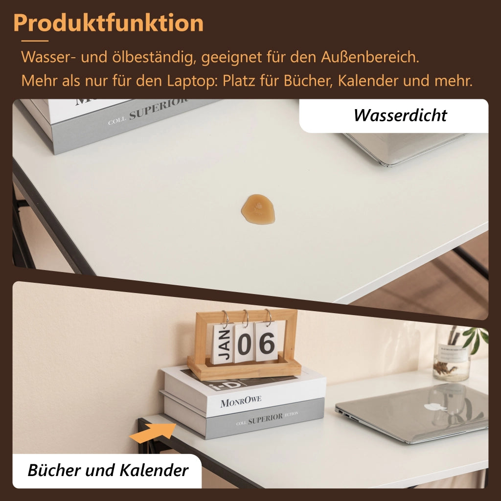 Scrivania pieghevole multifunzionale con struttura in MDF e metallo, per home office e piccoli spazi, bianco, 99 × 50 × 75 cm