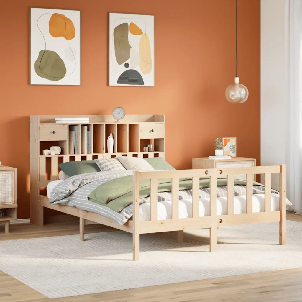 Letto Libreria senza Materasso 140x200 cm in Legno di Pino 3321743