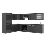 Cucina angolare completa Fame-Line Antracite lucido/Antracite 347 x 60 cm, PL Antracite Vicco
