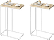 Set di 2 Tavolino Laterale da Divano Tavolo da Caffè Supporto Piano D'appoggio in Legno Metallo TSG17hei-2