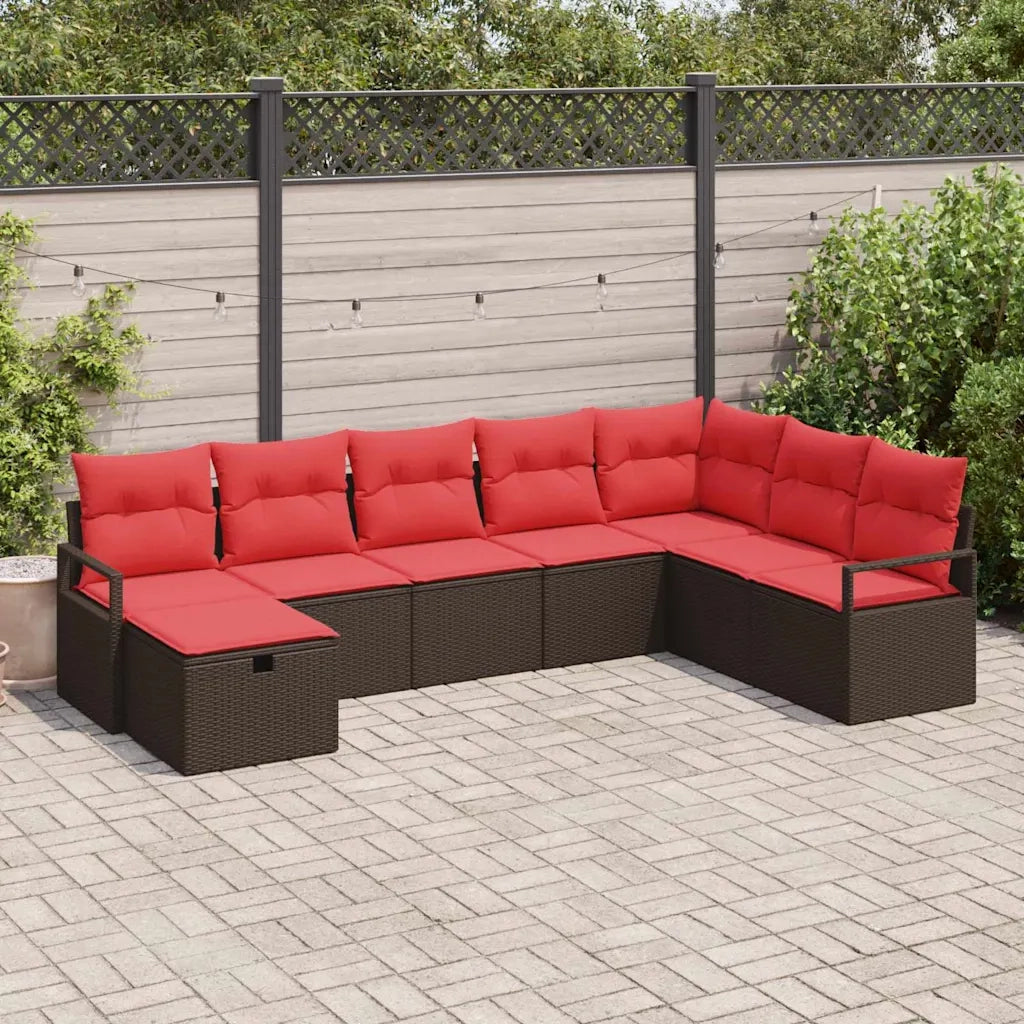 Set di divani con cuscino 8 pcs Marrone polyrattan
