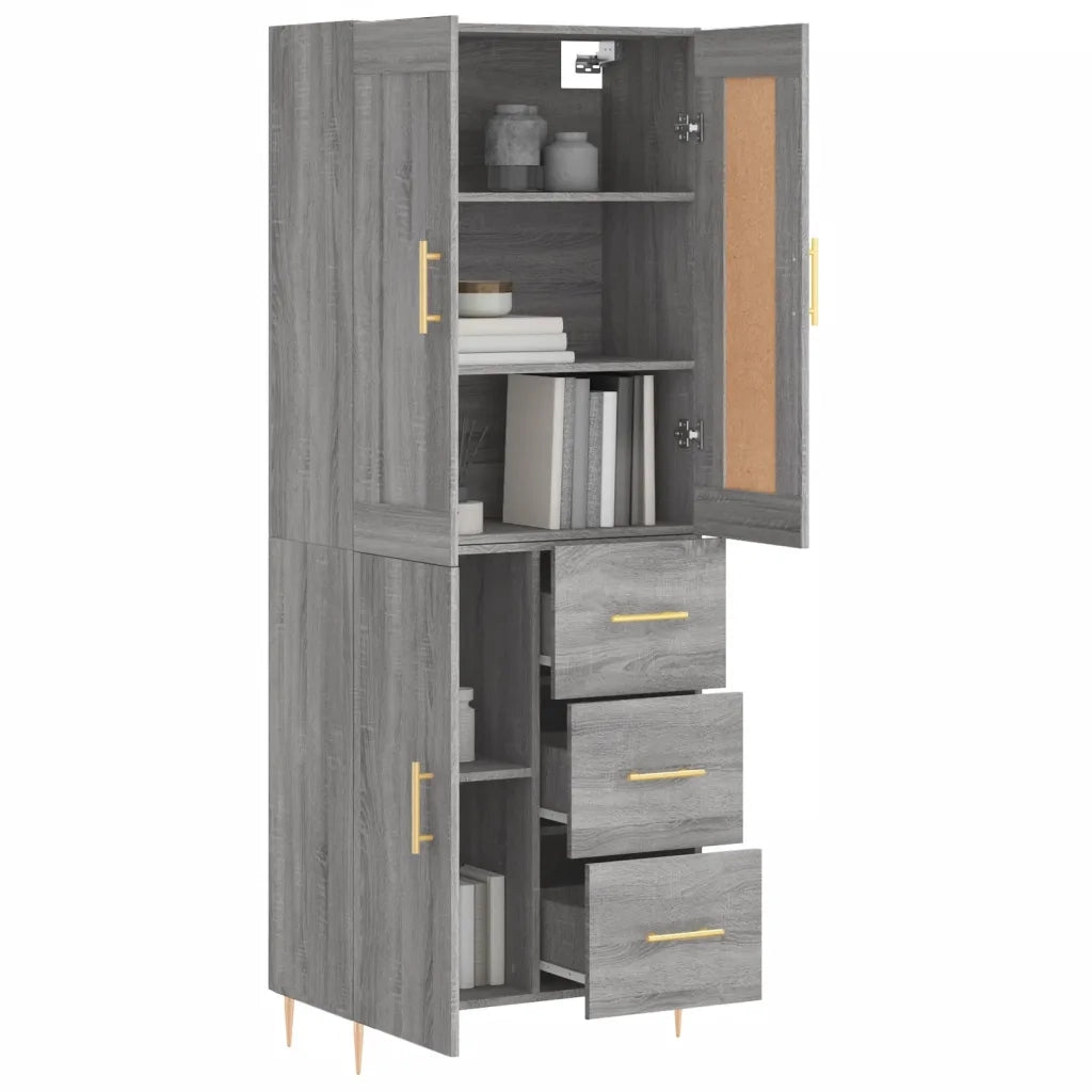Credenza Grigio Sonoma 69,5x34x180 cm in Legno Multistrato 3199807
