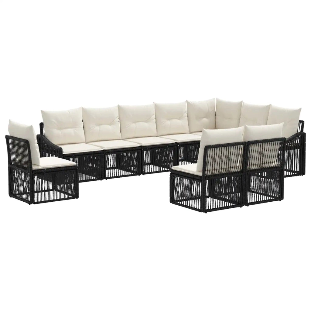 Set Divano da Giardino 10 pcs Nero polyrattan 3436033