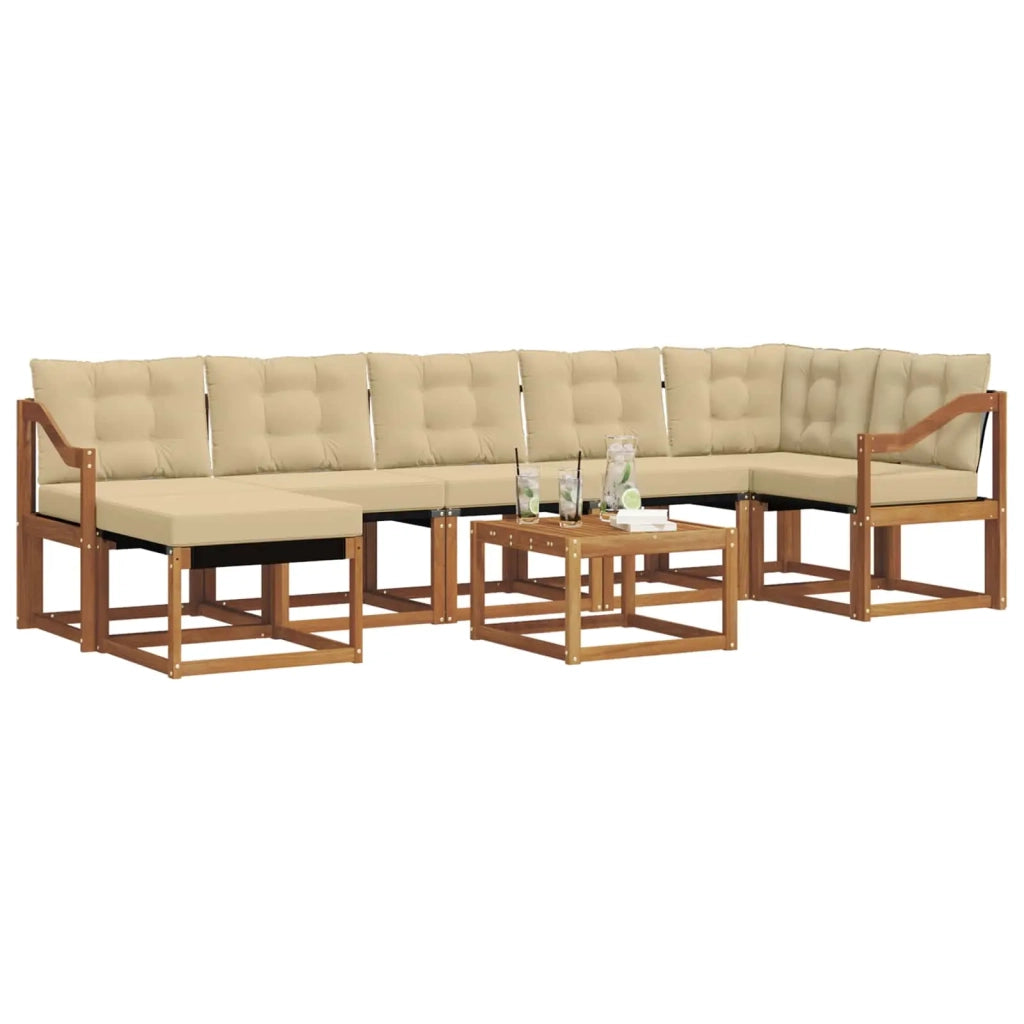 Set di divani da esterno con cuscino 8 pcs Naturale e Beige 3368916