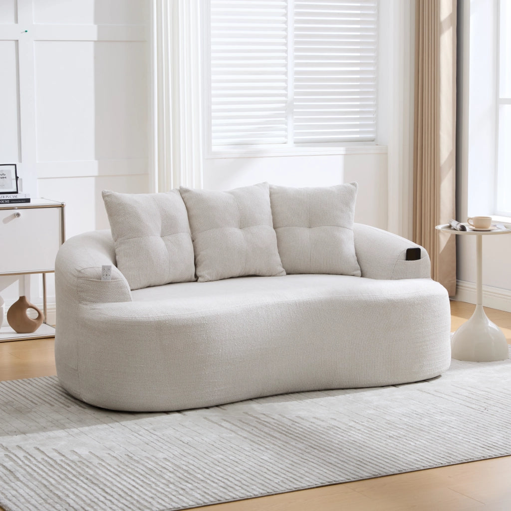 Divano lineare 2 posti - con cuscini extra spessi e seduta profonda - in chenille beige