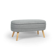 Panca contenitore Hispanohogar tessuto grigio con gambe Hispanohogar legno 48x101x41