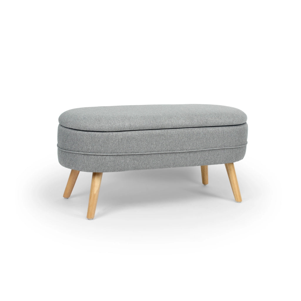 Panca contenitore Hispanohogar tessuto grigio con gambe Hispanohogar legno 48x101x41