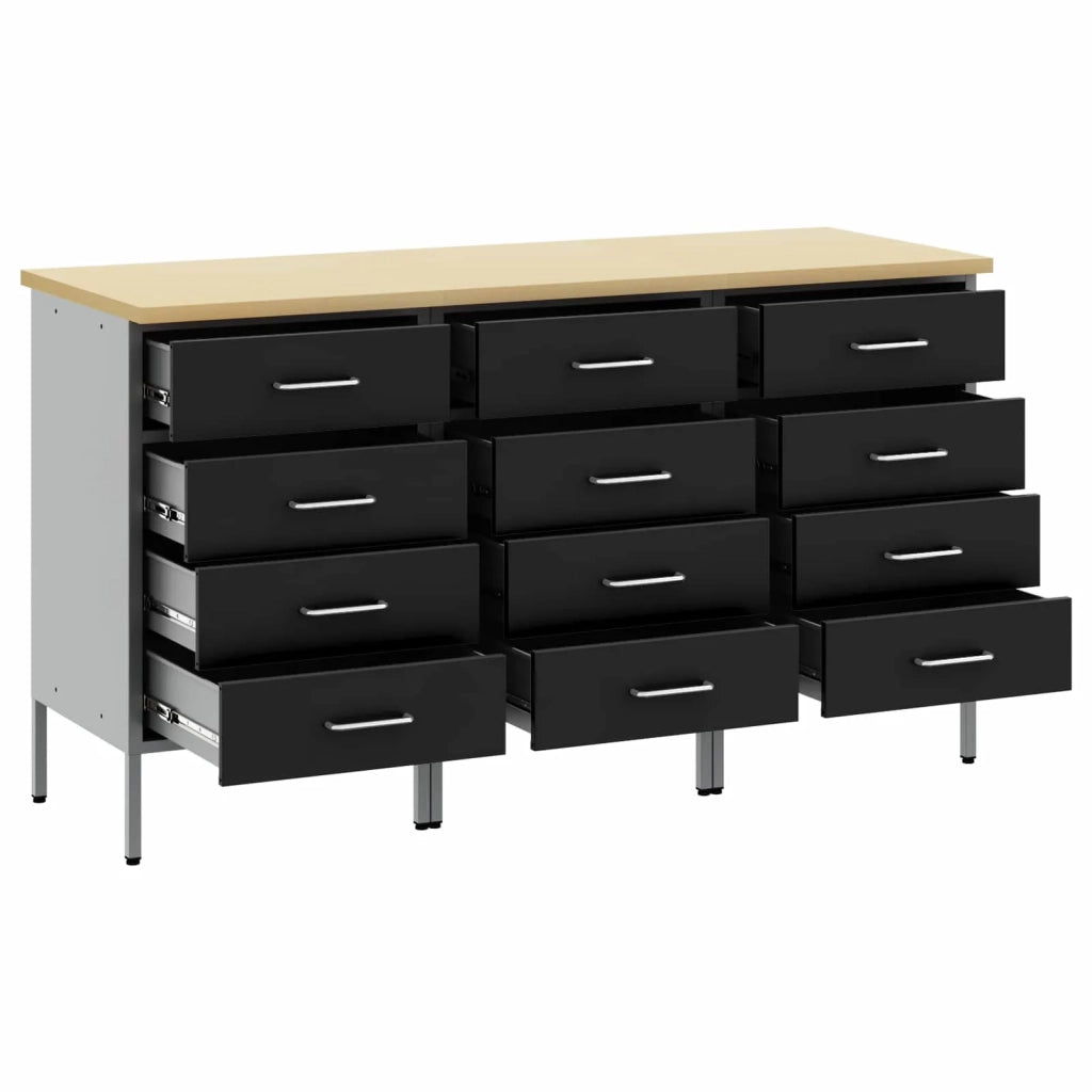 Mobile da lavoro 3 pcs Nero e Grigio 150 x 55 x 85 cm 3321368