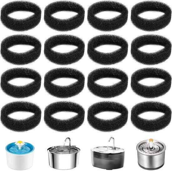 16 Filtri di Schiuma per Fontana per Animali Domestici a Sfera - 25 L Fontana per Animali Domestici - Filtro per Fontana per Gatti
