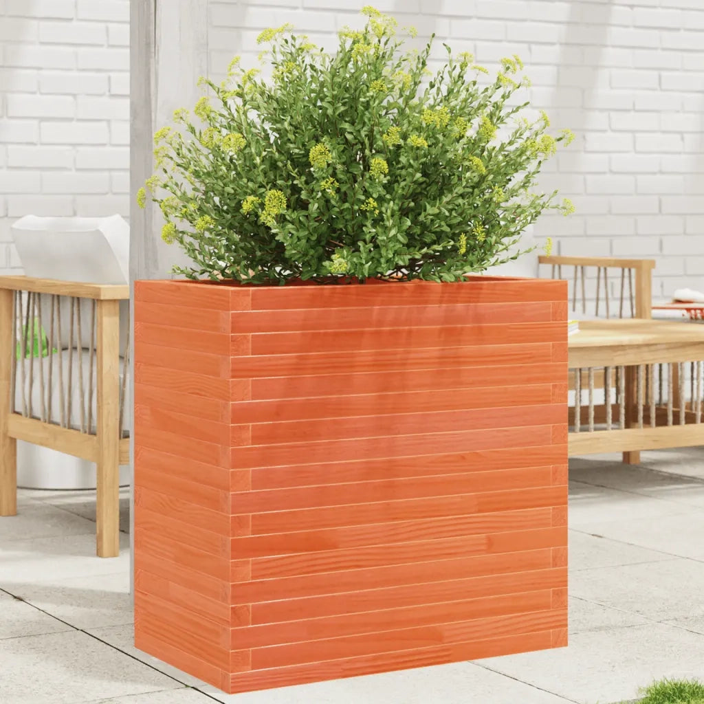 Fioriera Giardino-Vaso da Esterno-Contenitore per Piante Marrone Cera 70x40x68,5cm Legno Massello Pino