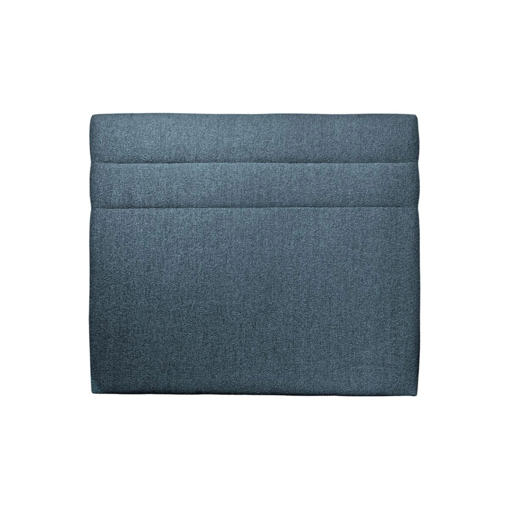 Testiera in tessuto bouclé blu con linee L200 cm