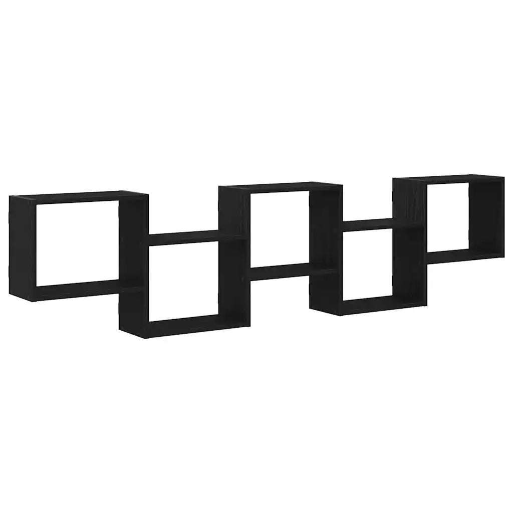 Mensola a Cubo da Parete 5 Scomparti Legno Multistrato Nero 859996