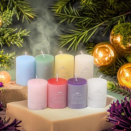Set di 8 candele a olio - Candele senza fumo - Durata di accensione prolungata - 5 x 7,5 cm - Candele per decorazione domestica - Adatte per bagno e...