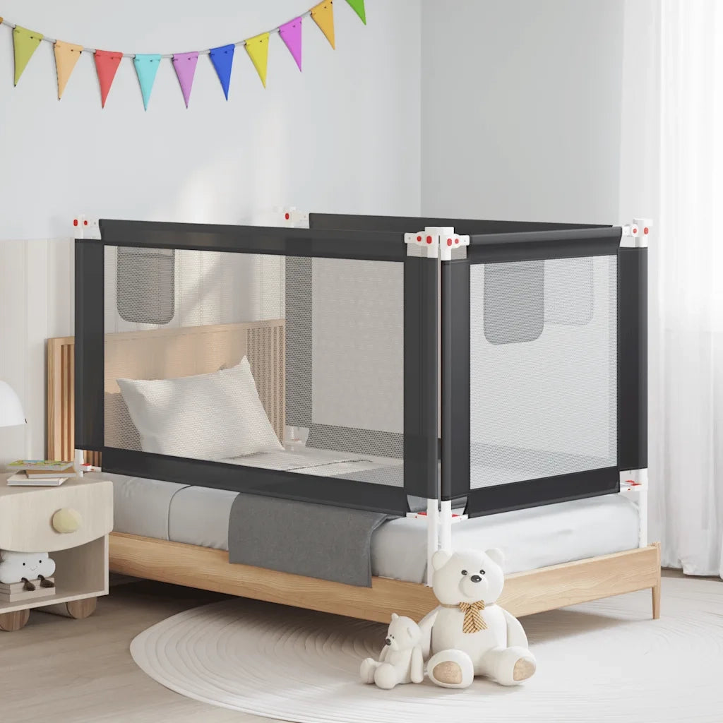 Sponda Letto Sicurezza Bambini Grigio Scuro 150x25 cm Tessuto 10229