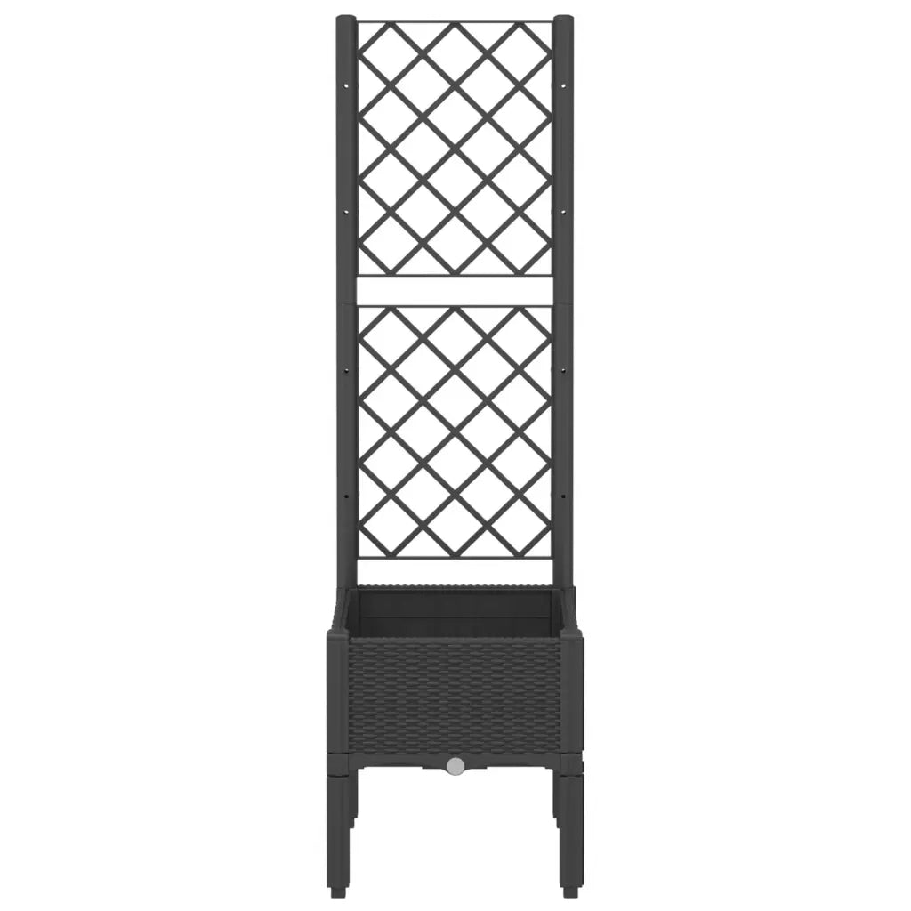 Fioriera da giardino con traliccio-Vaso da Esterno-Vaso con Griglia Nera 40x40x142 cm in PP