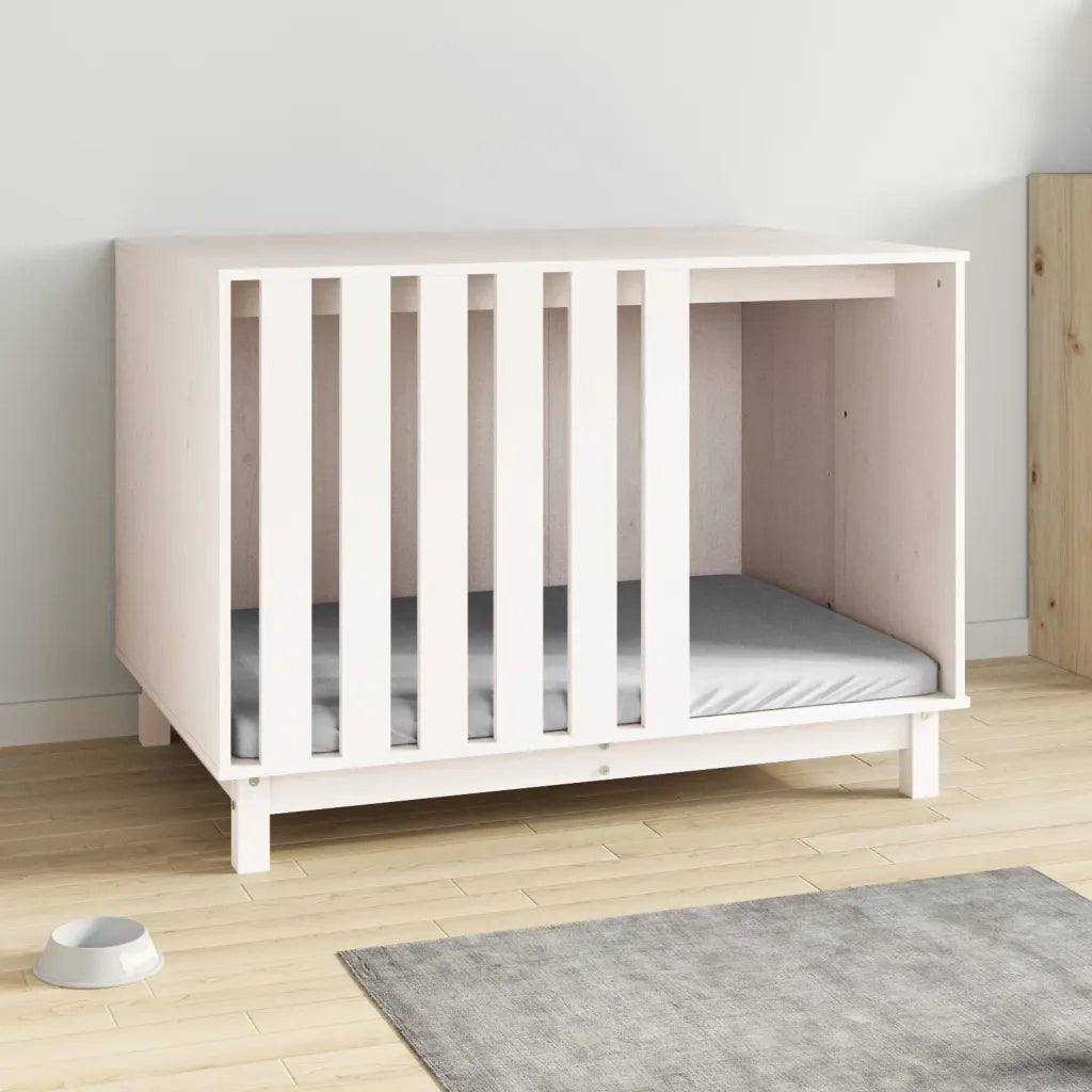 Casetta per Cani Bianca 100x70x72 cm in Legno Massello di Pinocod mxl 129223