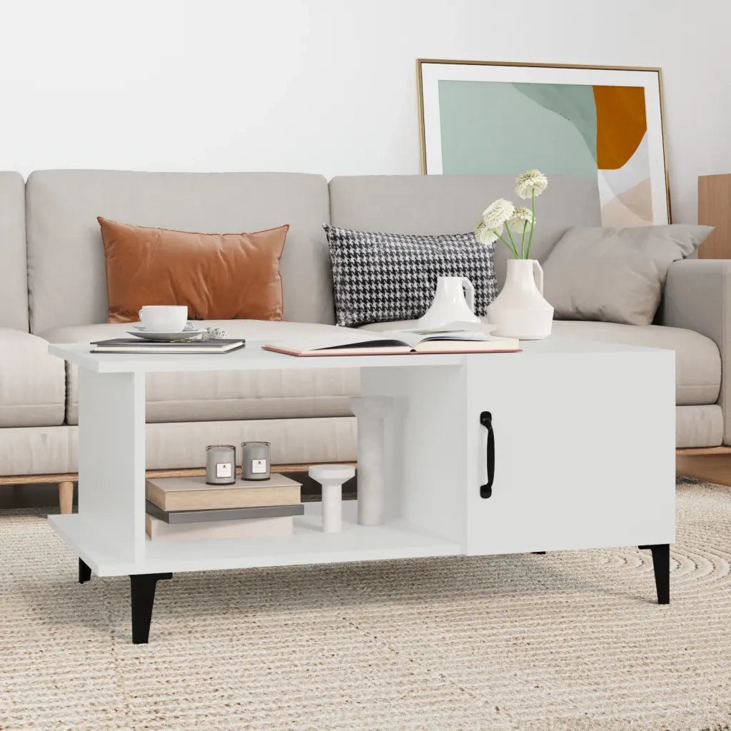 Tavolino da salotto | Tavolino da caff¨¨ | Tavolino da Soggiorno Bianco 90x50x40 cm in Legno Multistrato