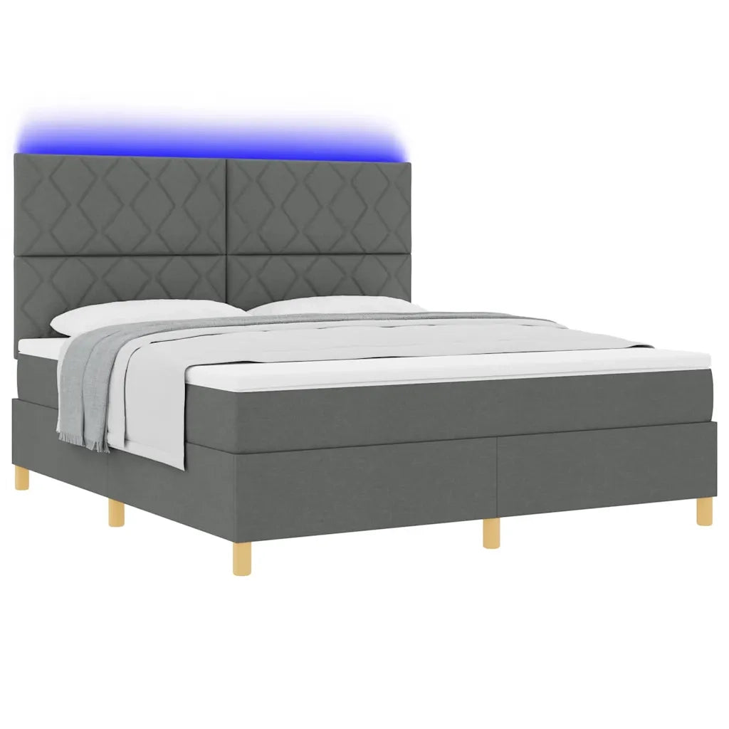 Letto a Sorgente LED Grigio scuro 180 x 200 cm Tessuto 3343195