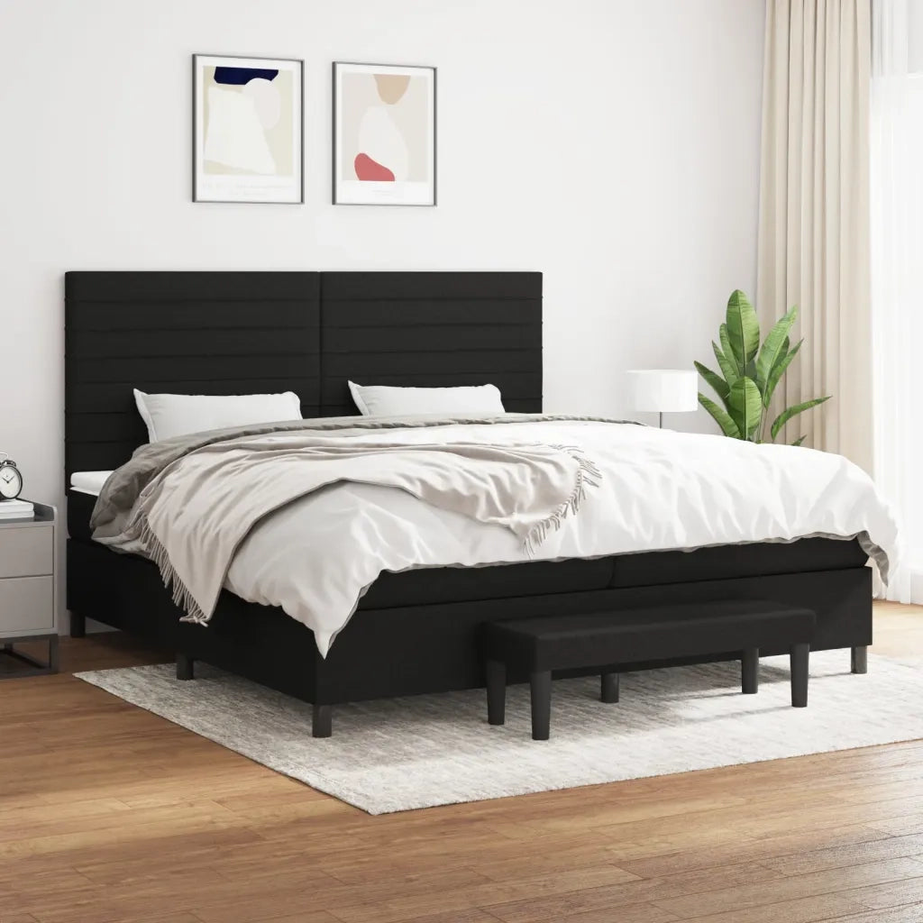 Giroletto a Molle con Materasso Nero 200x200 cm in Tessuto cod mxl 63832
