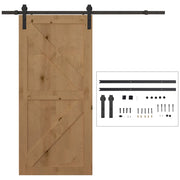 Binario per Porte Scorrevoli con Kit di Accessori Nero 200x4x0.6 cm