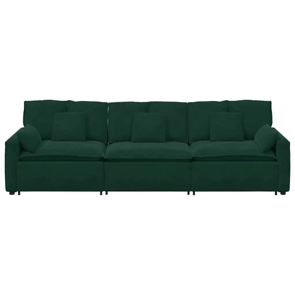 Divano Modulare con Cuscini Verde Scuro